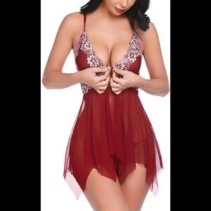 Women Lace Lingerie Front Closure Babydoll